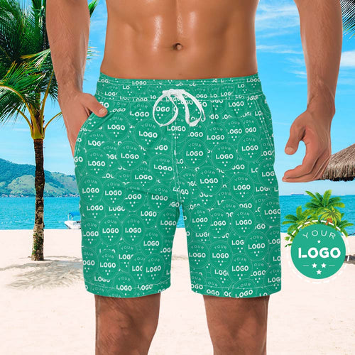 Custom Men's Green Swim Trunk with Your Logo