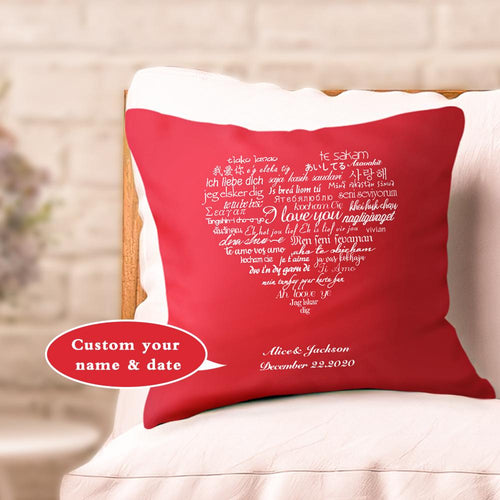 Custom Couple Pillows Gift I Love You Multiple Languages