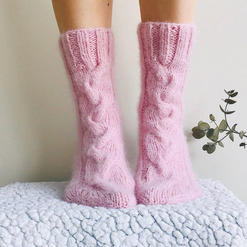 Women Winter Warm Mohair Socks Knitted Calf Socks Home Wool Socks